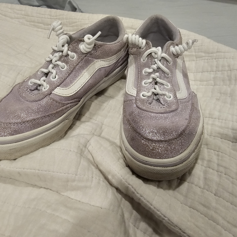 Kids Sparkly Sneakers - Lavender and White